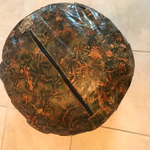 Egyptian Moroccan Handcrafted Artisinal Leather Ottoman Pouf Footstool ( Empty ) - Picture 3 of 8